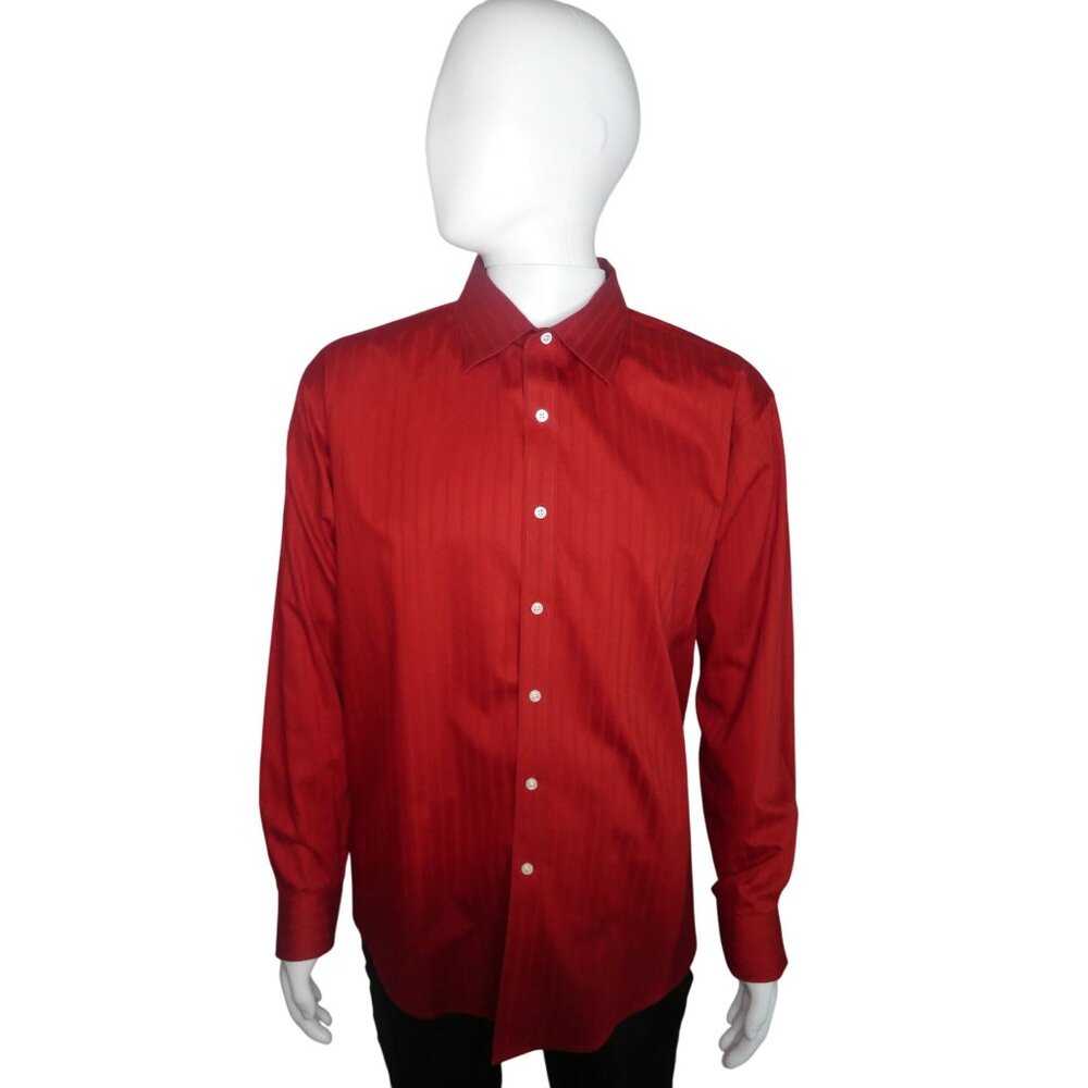 Sean John Men's Red Long Sleeve‎ Dress Shirt Size 18 34/35
